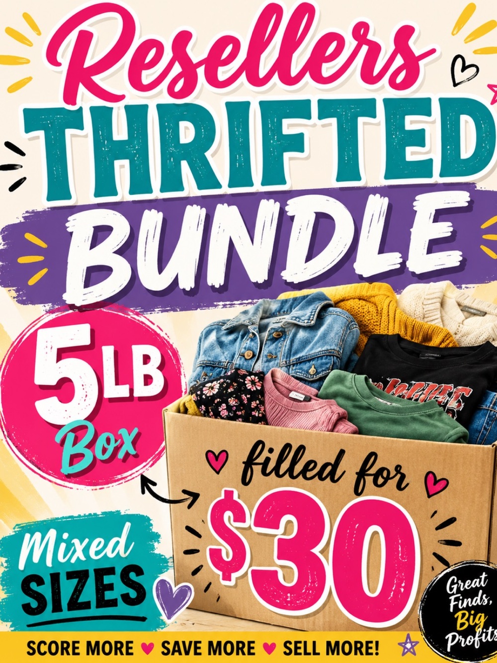Reseller’s THRIFTED Mixed Clothing Bundle - Multi Colors/Multi Sizes